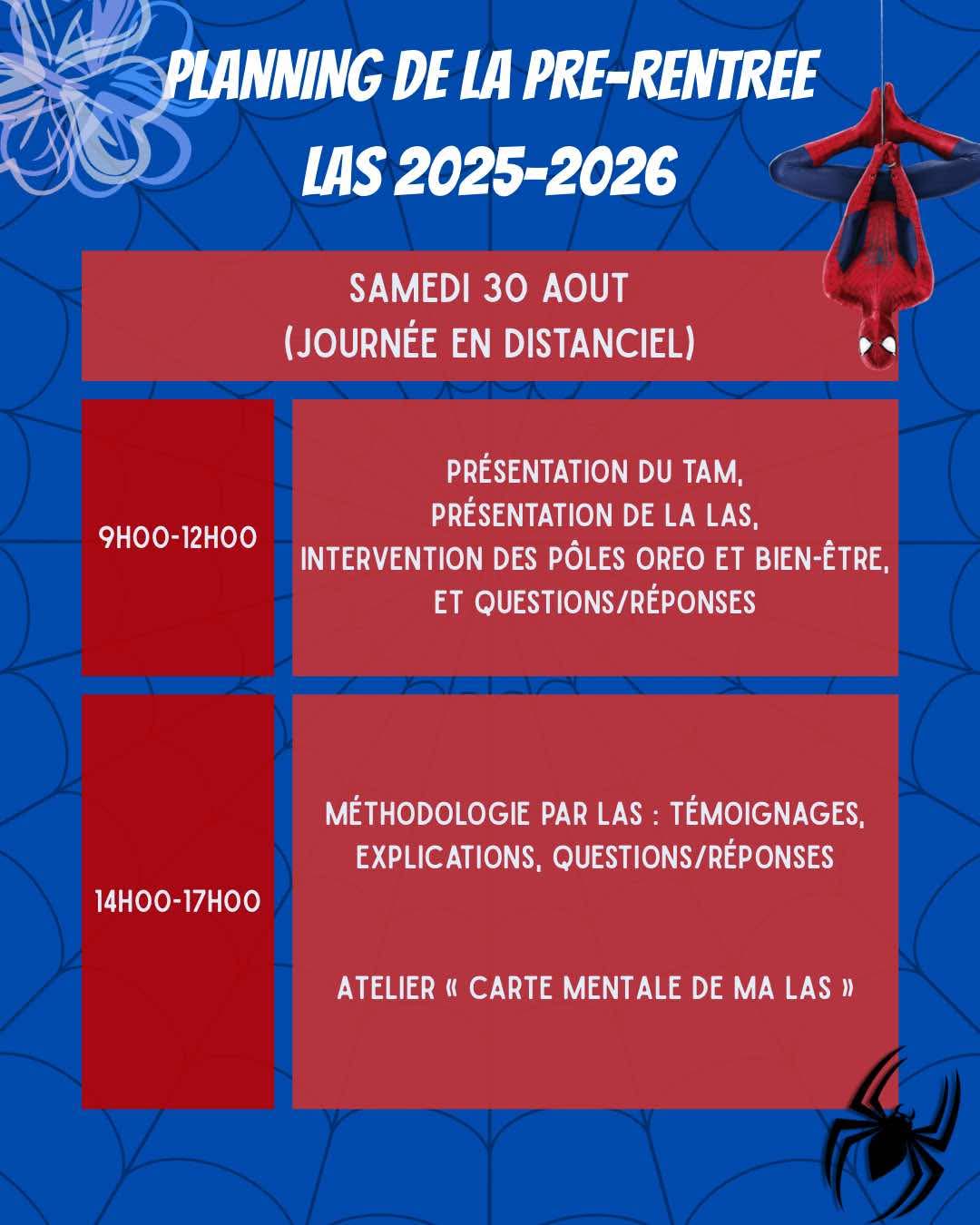 Planning de pré-rentrée des L.AS 2 w2